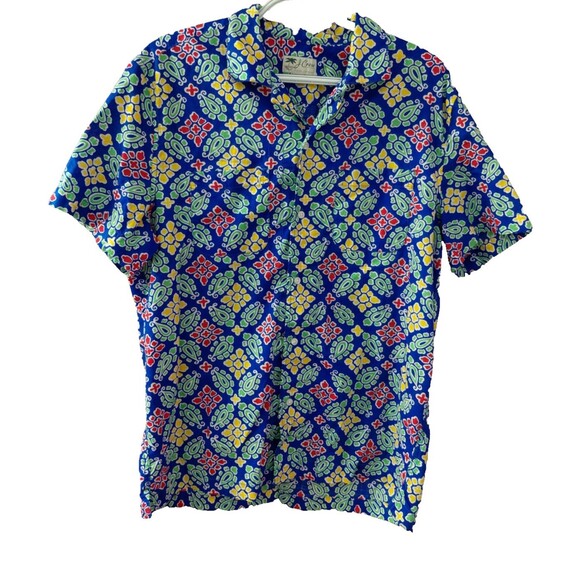 J.CREW Other - J Crew Hawaiian Shirt Men's Med Blue Floral Short Sleeve Button Up Camp Resort